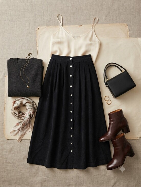 J. Crew Dresses & Skirts - Vintage J. Crew 100% Cotton Black Corduroy Button Down Front Maxi Skirt